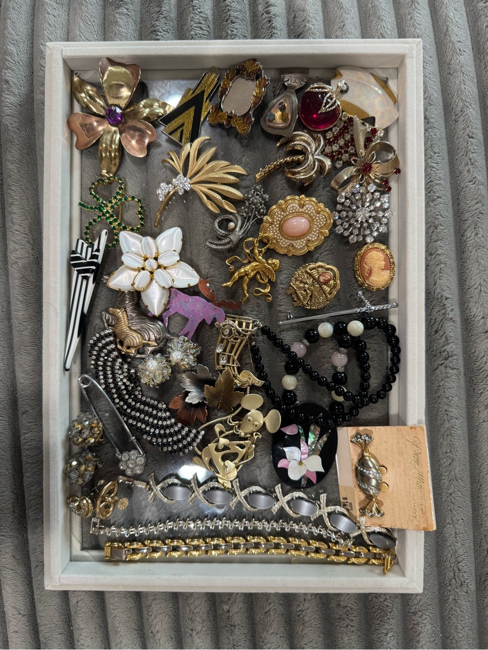 Assorted Women's Vintage Jewelry Collection - Gold, Black, White, Pink Accents
